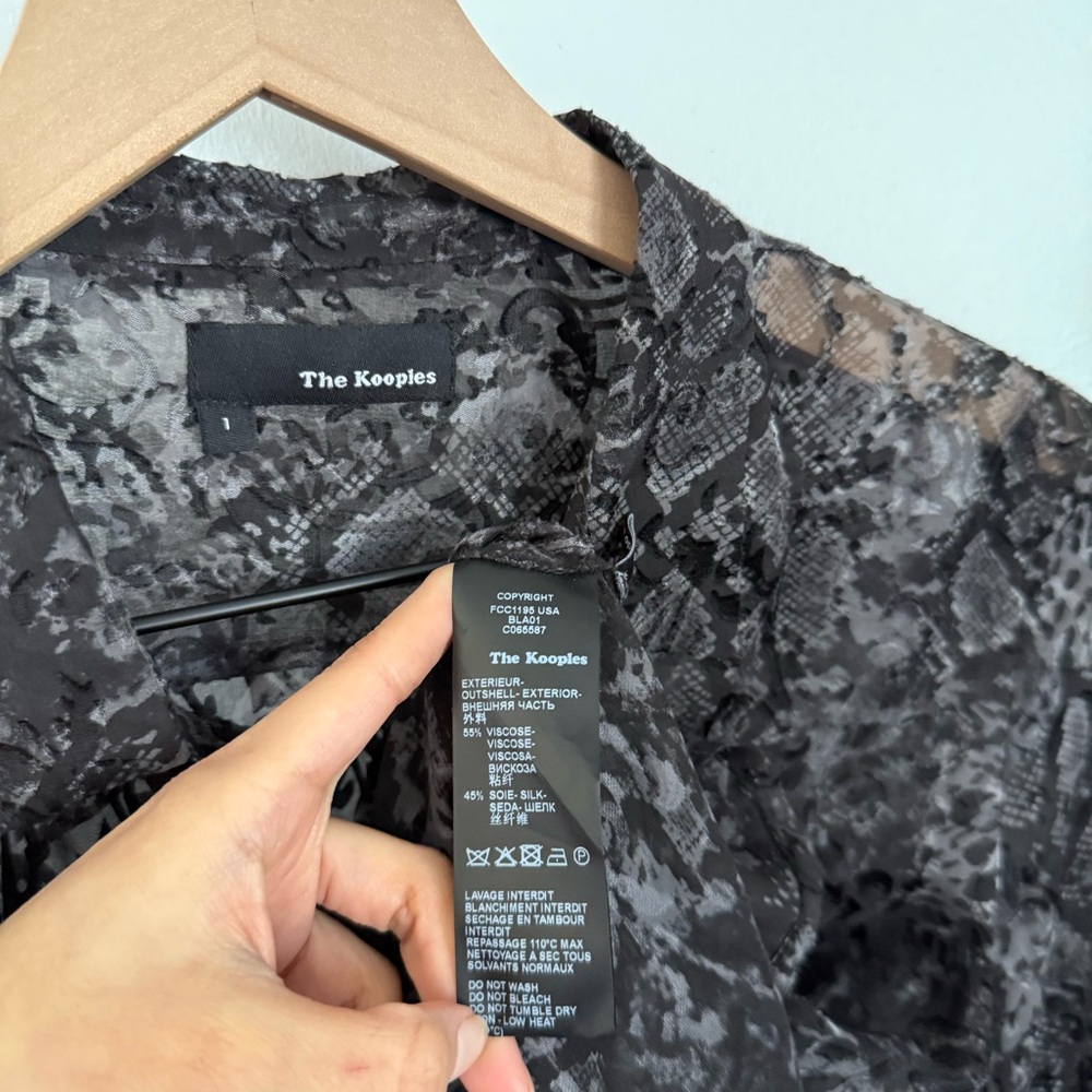 The Kooples 1 Small Python Button Up Shirt Charco… - image 3